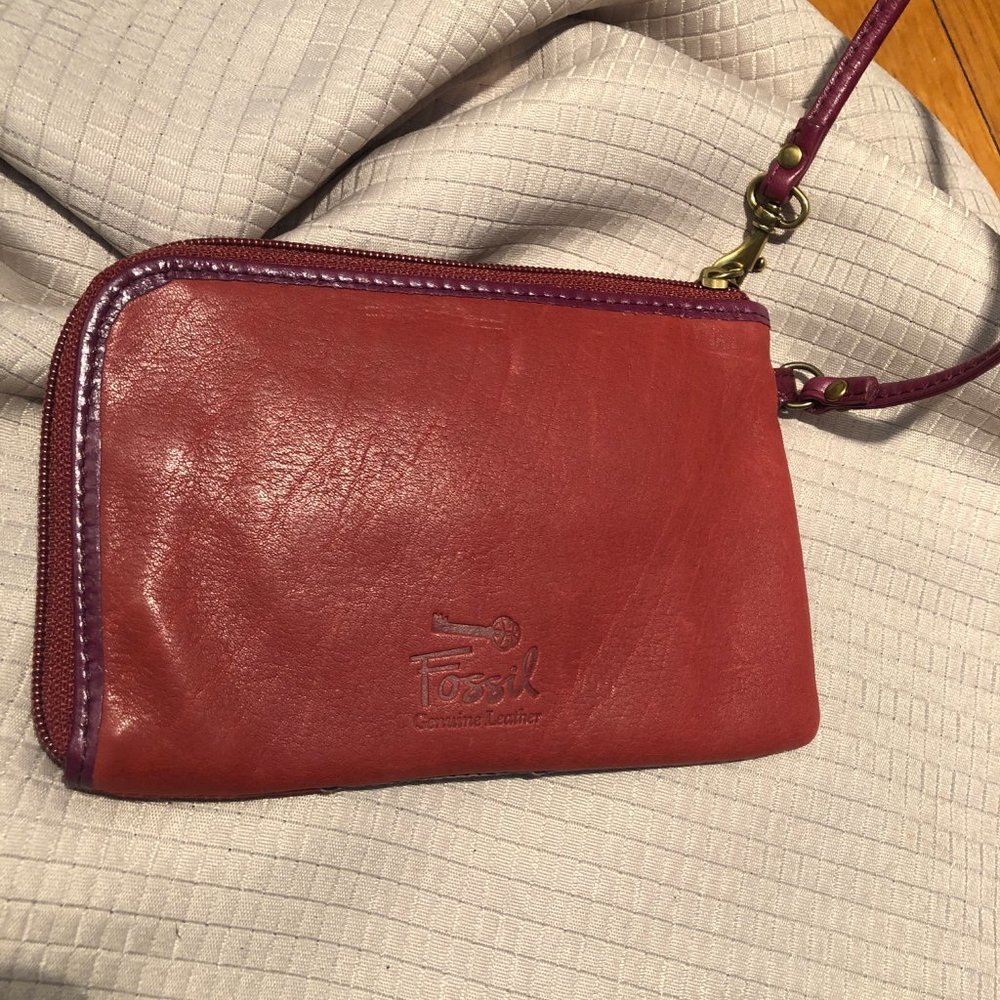Fossil Fossil Multicolor Leather Wristlet Red - image 2